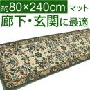 輸入ラグマット玄関マット廊下敷き グリーン　約80×240cmノバ(Y)