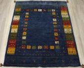 ペルシャギャベ　手織りラグカーペット　ギャベ ラグマット  ウール100%　BB28020(Y)　約153×201cm  世界に1枚だけ ブルー ネイビー