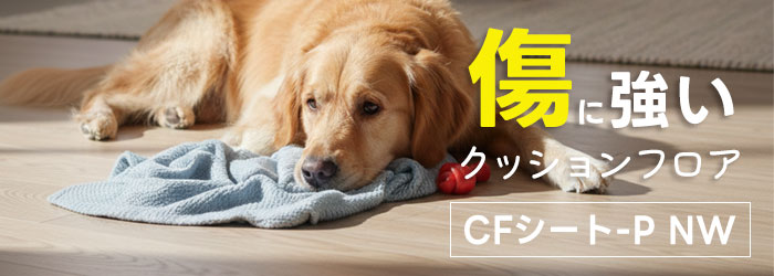 フローリングを歩くわんちゃん