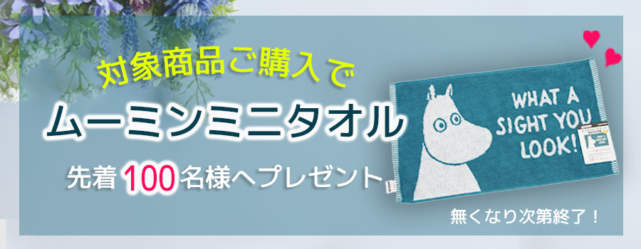 対象商品ご購入でムーミンミニタオル 先着100名様プレゼント
