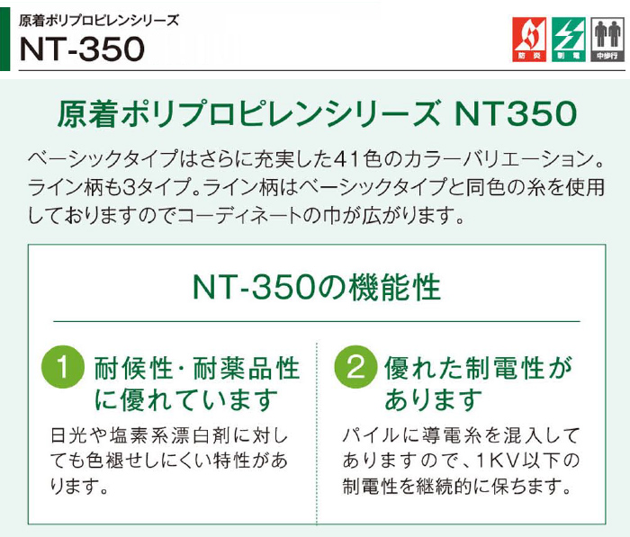 サンゲツ タイルカーペット 防炎 日本製 NT-350 (R) 約50×50cm 20枚 