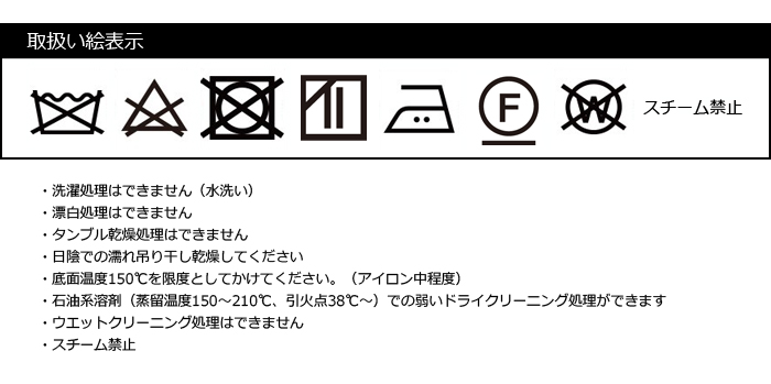 取り扱い絵表示(アイロン中程度-10)