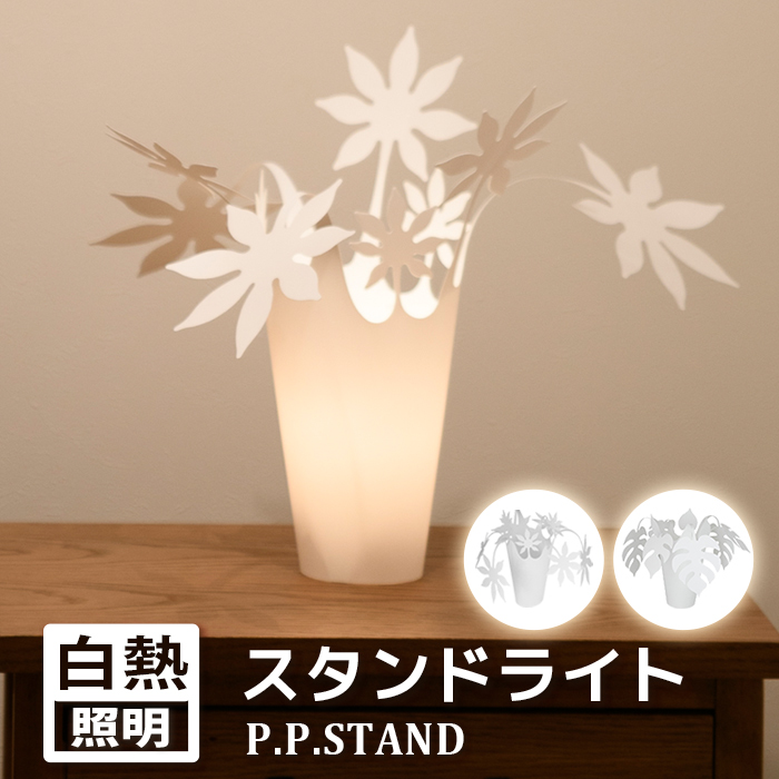 ■スタンドライト■P.P.STAND■デザイン:Pachira（パキラ）、Plants（プランツ）鉢植えをそのままライトにしたおしゃれなデーブルライト。電源コードは約2mあるので、設置範囲に余裕があり