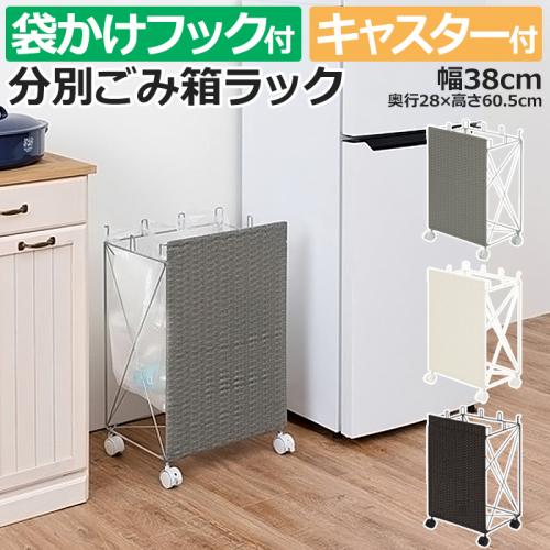 ゴミ箱 ごみ箱 ダストボックス おしゃれ ゴミ袋掛け ラック ワイド 分別ごみ箱ラック Rud 2423 H 約幅38 奥行28 高さ60 5cm ワゴン 分別 目隠し カバー 省スペース 袋かけ フック付き キャスター付き 防水 ラタン調 シンプル オーダーカーペット ラグマット通販なら