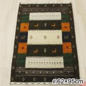 インドギャベ ギャベ絨毯 ギャッベ ウール ギャベマット マットサイズ ロリバフ LB20-2147(Y) 約62×95cm マルチカラー