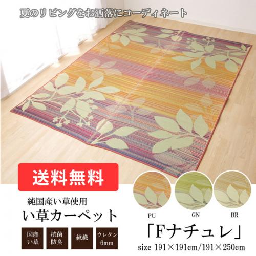 い草 ラグ カーペット Fナチュレ(I) 裏面ウレタン貼り 抗菌 防臭 滑り ...