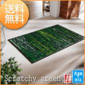 玄関マット 洗える マット 防炎 キッチンマット 屋外 屋内 デザインマット 速乾性 約50×75cm Scratchy green スクラッチー グリーン D021A (R) wash+dry ウォッシュドライ