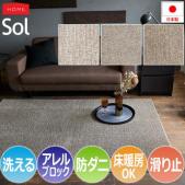 洗える ラグ カーペット マット 北欧 おしゃれ オシャレ デザイン ウォッシャブル Sol ソル(S) アレルブロック 防ダニ ホットカーペット・床暖房対応 遊び毛防止 滑り止め 日本製 肌に優しい 無地 シンプル ベーシック 引っ越し 新生活