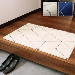 グラース (I) 玄関マット へたりにくい 弾力性 約55×85cm シンプル 幾何柄 抗菌防臭 ネイビー