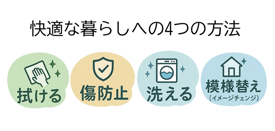 温かみのあるリビングで、ラグやマットを見直して快適に整えられた心地よい室内風景